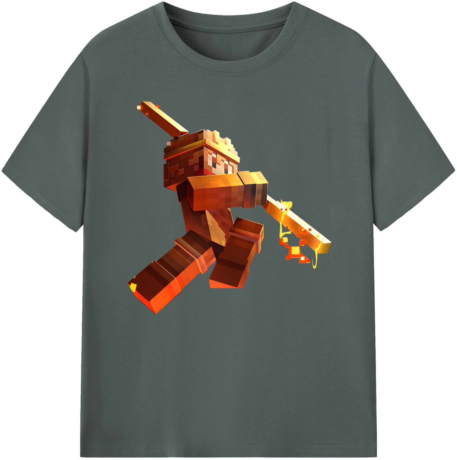 （画像用） マインクラフト ブロックの世界 Minecraft MC Block world 綿100％ メンズ半袖Tシャツ｜肌触りやわらか＆通気性